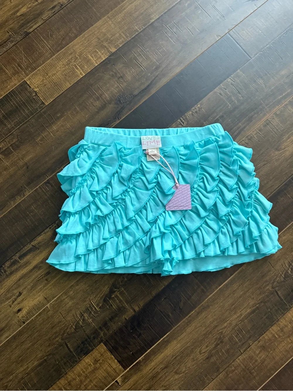 Lemon Loves Lime Girls Aqua Ruffle Top and Skirt Matching Set
